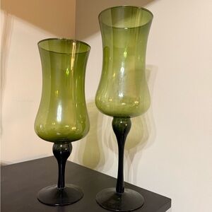 Elegant Green Glass Vases